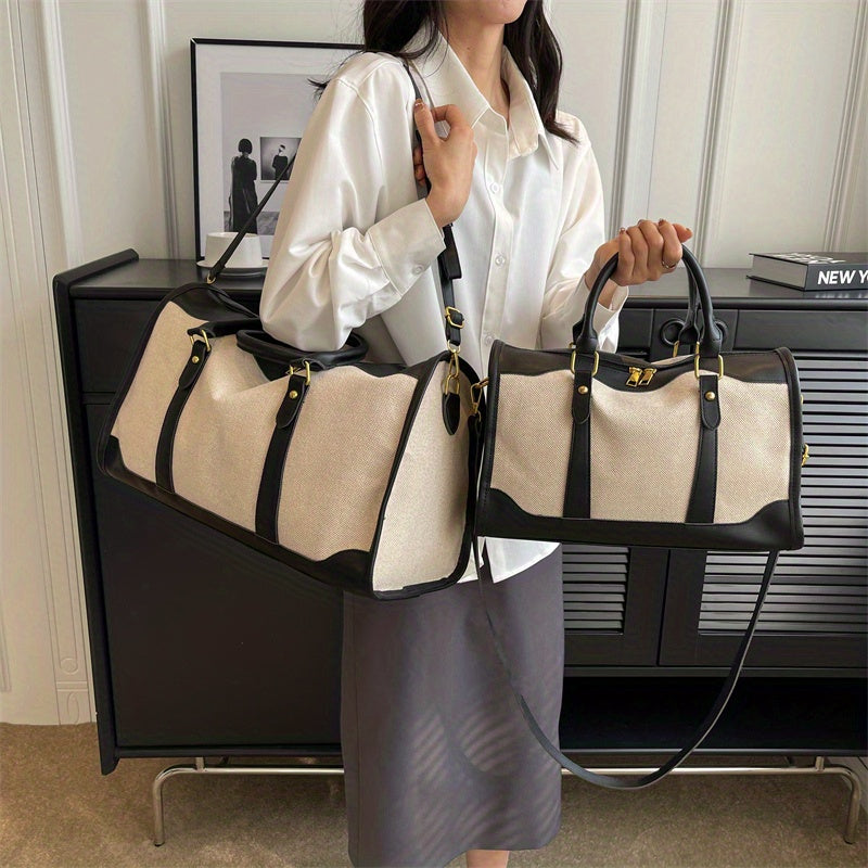 キャンバス ボストンバッグ レディース 大容量 トラベルハンドバッグ ヴィンテージ ステッチ クロスボディ