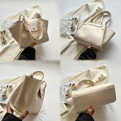 レディース ヴィンテージトートバッグ スナップボタン ショルダーバッグ 通勤向け エレガント フラップハンドバッグ