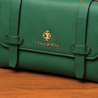 ポータブルハンドル ハンドバッグ ファスナー付き ヴィンテージグリーン ショルダーバッグ 大容量 マグネット開閉ショルダー