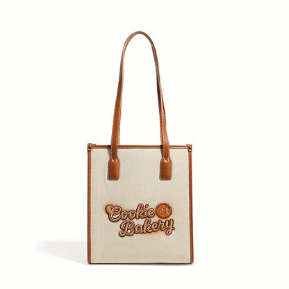 クッキー刺繍 キャンバスハンドバッグ 小さめ スクエアショルダーバッグ かわいい 脇掛けミニバッグ レディース