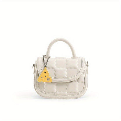 TOUTOU クッキー型押し ハンドバッグ ミニ PUレザー クロスボディ レディース フラップサドルバッグ