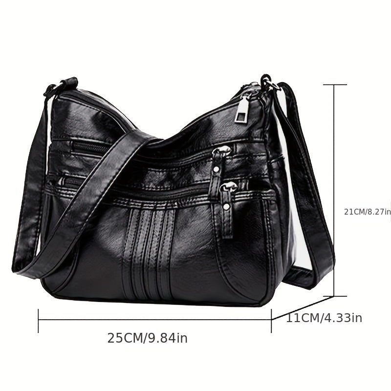 ファッション PUレザー ショルダーバッグ レディース 多ポケット ポーチ カジュアル 旅行用 クロスボディ