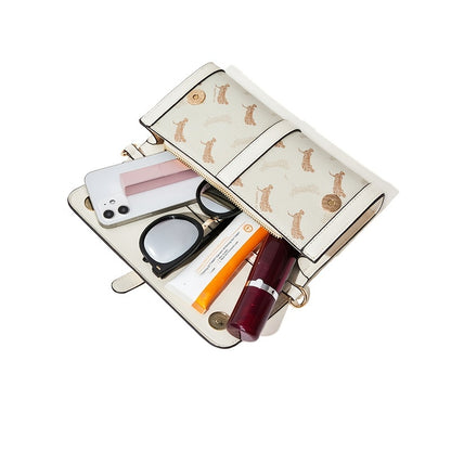 アニマル柄 バゲットバッグ ファッション フラップショルダーバッグ バックル装飾 レディース 脇掛けミニバッグ