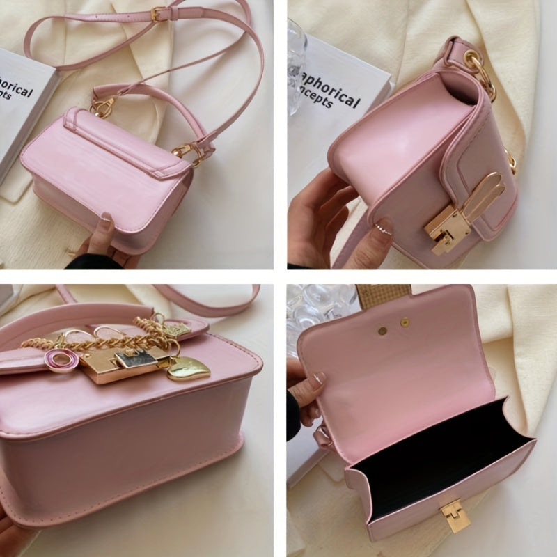 かわいいメタルバニー装飾 ショルダーバッグ トレンド ミニスクエア クロスボディ どんなコーデにも合う チェーンバッグ