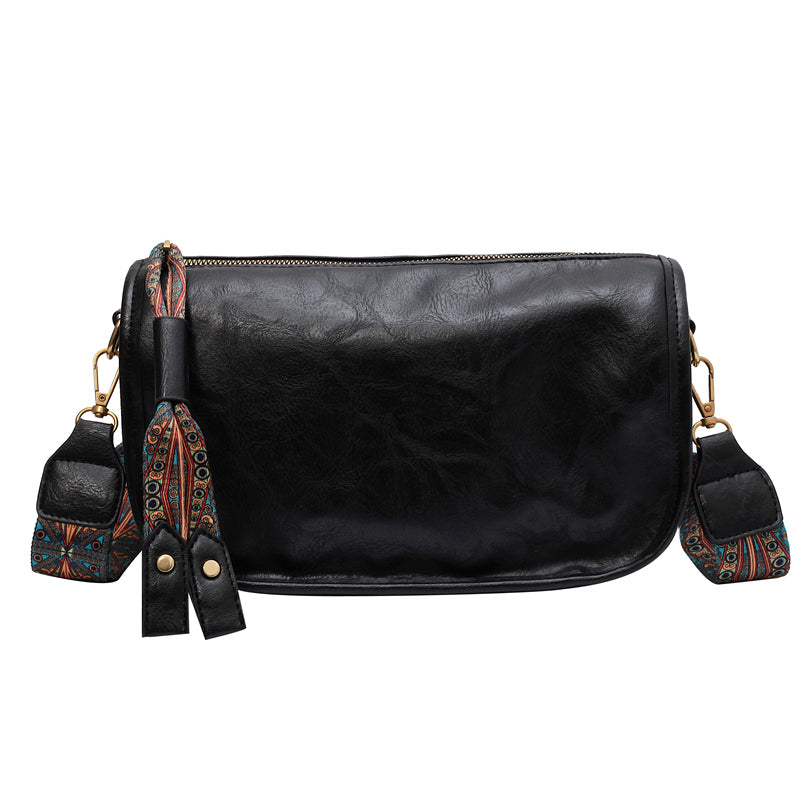 レトロスタイル ショルダーバッグ ファスナー付き メッセンジャーバッグ レディース フェイクレザー クロスボディ