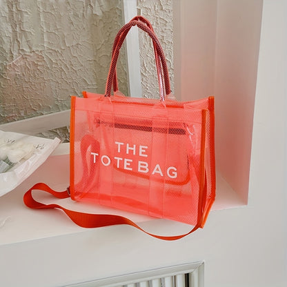 クリア トートバッグ レディース キャンディカラー PVCジェリーハンドバッグ トレンド サマービーチ ショルダーバッグ