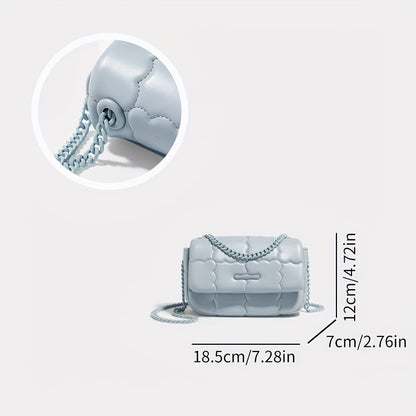 TOUTOU 刺繍 クロスボディバッグ ビスケットデザイン スクエアバッグ PUレザー フラップショルダー レディース