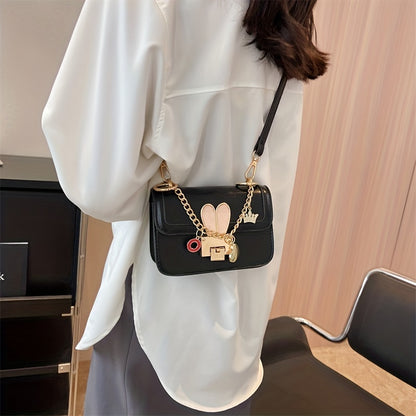 かわいいメタルバニー装飾 ショルダーバッグ トレンド ミニスクエア クロスボディ どんなコーデにも合う チェーンバッグ