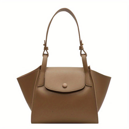 レディース ヴィンテージトートバッグ スナップボタン ショルダーバッグ 通勤向け エレガント フラップハンドバッグ