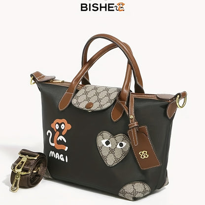 幾何柄 クロスボディバッグ 軽量 トラベルハンドバッグ 多用途 ナイロン お出かけバッグ レディース