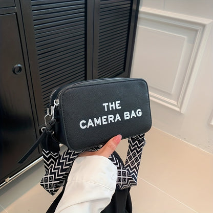 シンプルレター柄 ミニスクエア クロスボディバッグ どんなコーデにも合う ファスナーショルダー レディース カジュアルバッグ