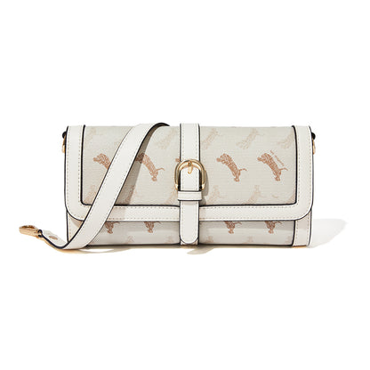 アニマル柄 バゲットバッグ ファッション フラップショルダーバッグ バックル装飾 レディース 脇掛けミニバッグ