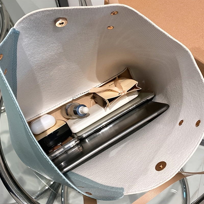 クラシック レター型押し トートバッグ 2トーン ショルダーバッグ シンプル カラーブロック ハンドバッグ