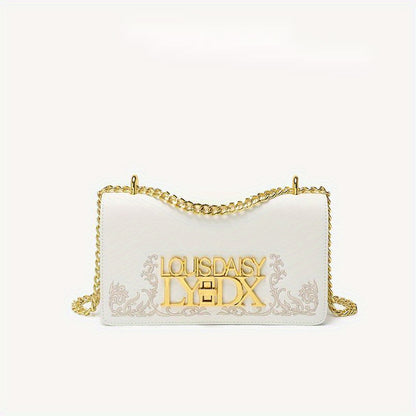 ツイストロック ボックスクラッチ ゴールドチェーン 防水ショルダーバッグ 着脱式ストラップ 植物柄 エレガントバッグ