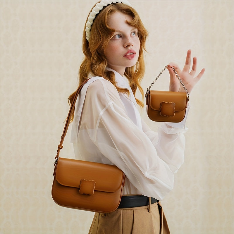 TOUTOU グラデーション ショルダーバッグ クッキーデザイン スクエアハンドバッグ かわいい PUレザー フラップバッグ レディース