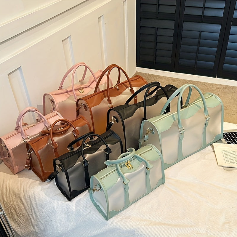 クリアPVC フロスト加工 トラベルバッグ 大容量 クロスボディ ポータブル スポーツダッフルバッグ