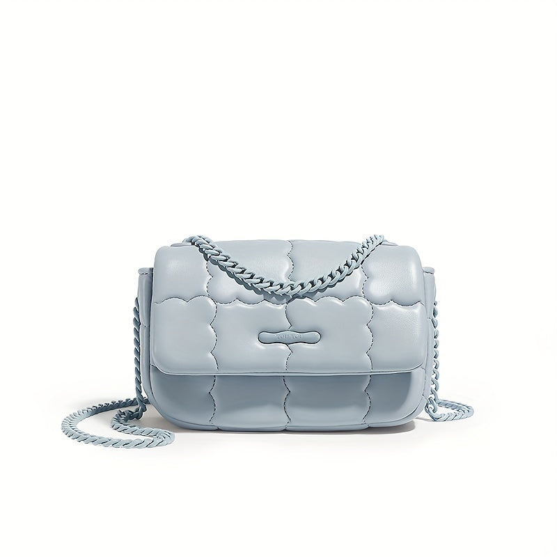 TOUTOU 刺繍 クロスボディバッグ ビスケットデザイン スクエアバッグ PUレザー フラップショルダー レディース