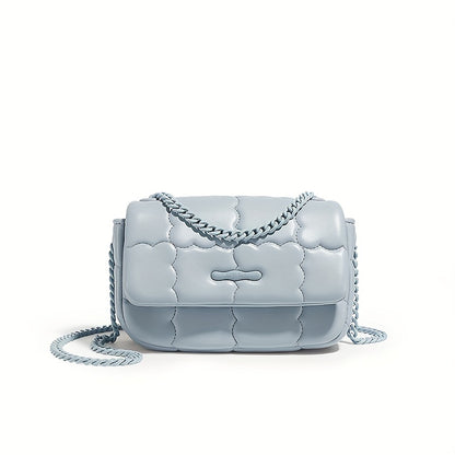 TOUTOU 刺繍 クロスボディバッグ ビスケットデザイン スクエアバッグ PUレザー フラップショルダー レディース