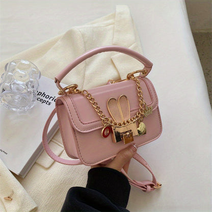 かわいいメタルバニー装飾 ショルダーバッグ トレンド ミニスクエア クロスボディ どんなコーデにも合う チェーンバッグ