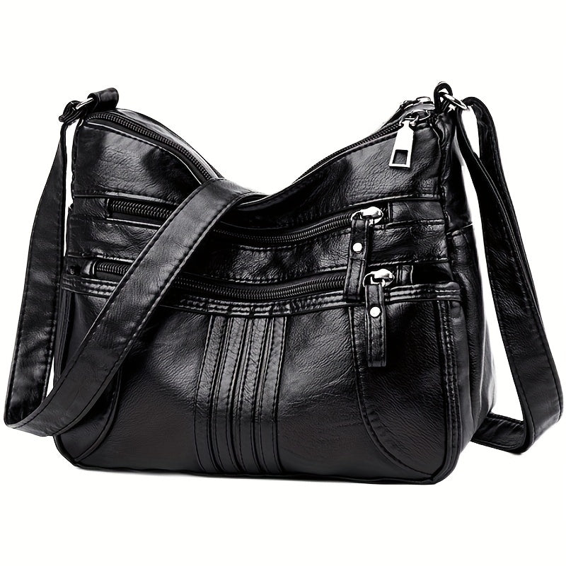 ファッション PUレザー ショルダーバッグ レディース 多ポケット ポーチ カジュアル 旅行用 クロスボディ